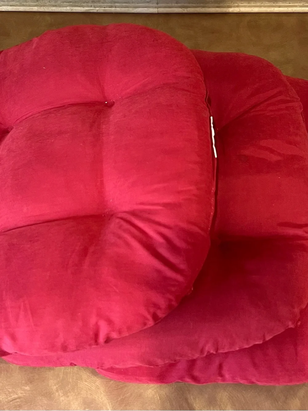 Chair Cushions, Tufted in Red /crimson; Set of 3, good condition